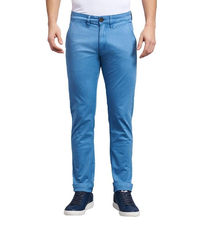 beverly hills polo club blue skinny fit flat front trousers