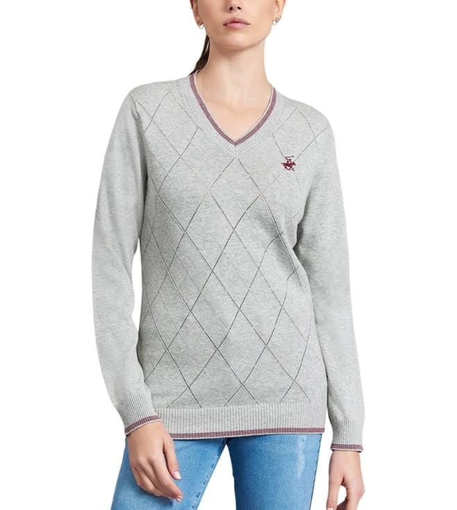 beverly hills polo club grey self design sweater