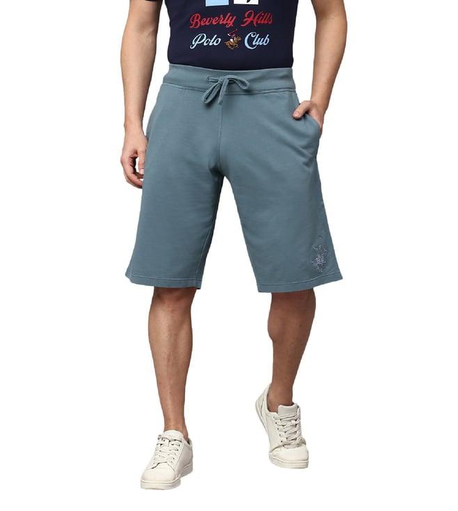 beverly hills polo club teal blue regular fit cotton shorts