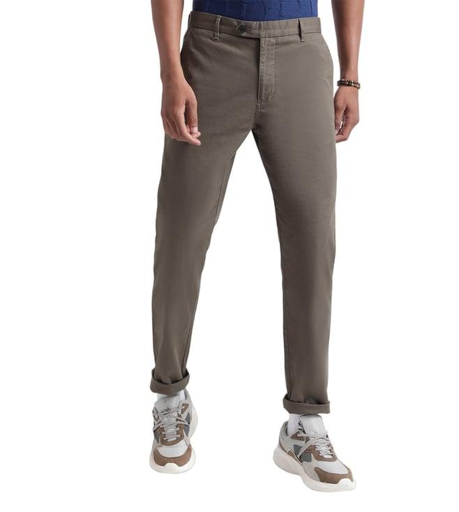 iconic olive regular fit flat front trousers