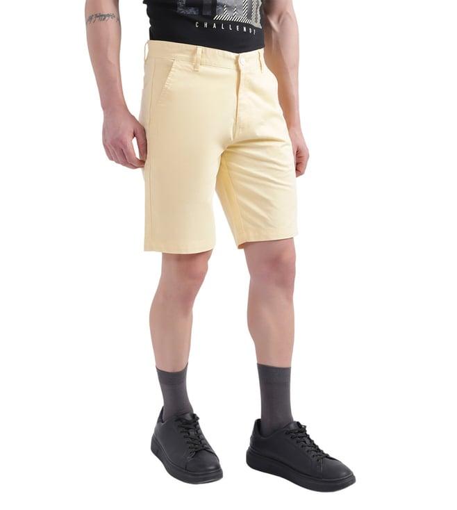 iconic yellow regular fit chino shorts