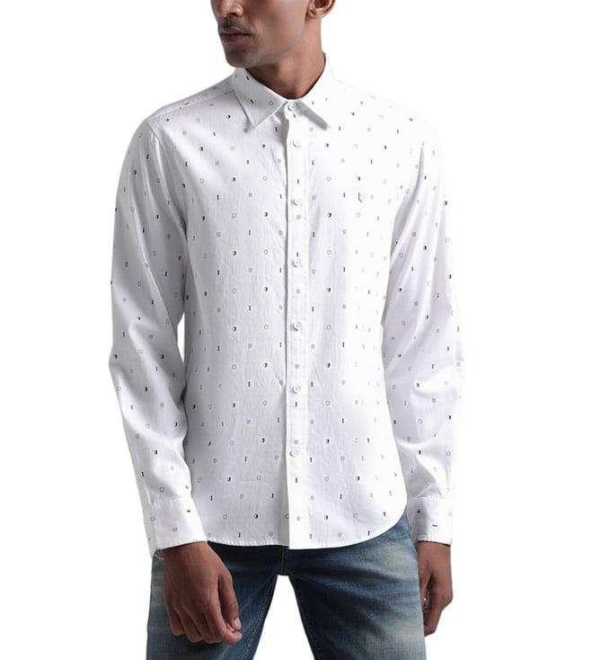 iconic white logo print slim fit shirt