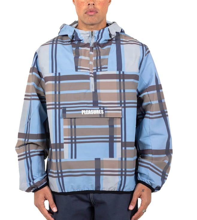 pleasures x capsul blue tonic checks relaxed fit windbreaker jacket