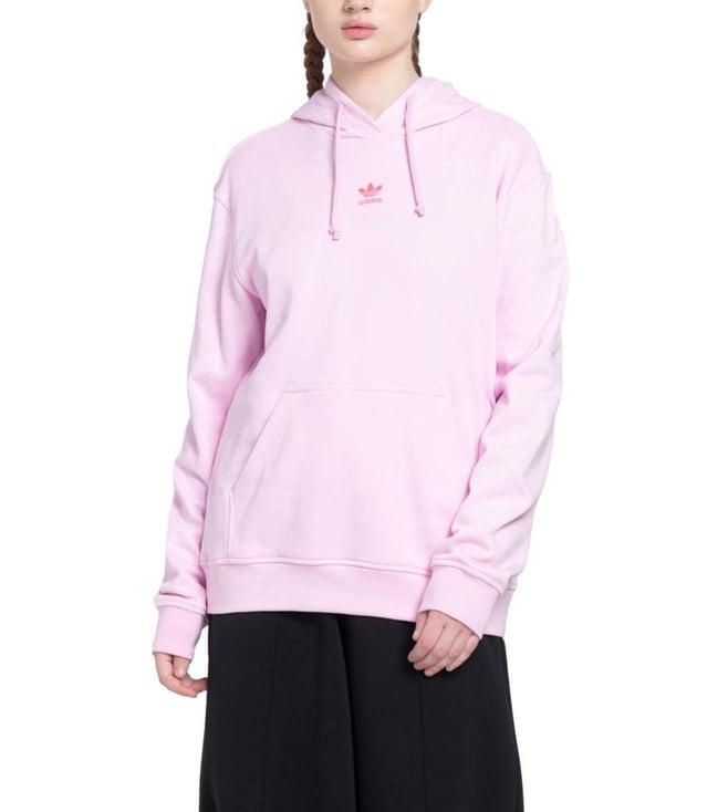 adidas originals pink logo loose fit hoodie