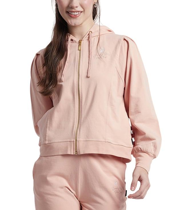 beverly hills polo club pink a little drama logo regular fit hoodie