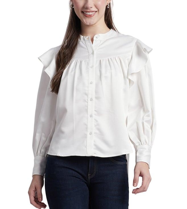 beverly hills polo club cream regular fit blouse top