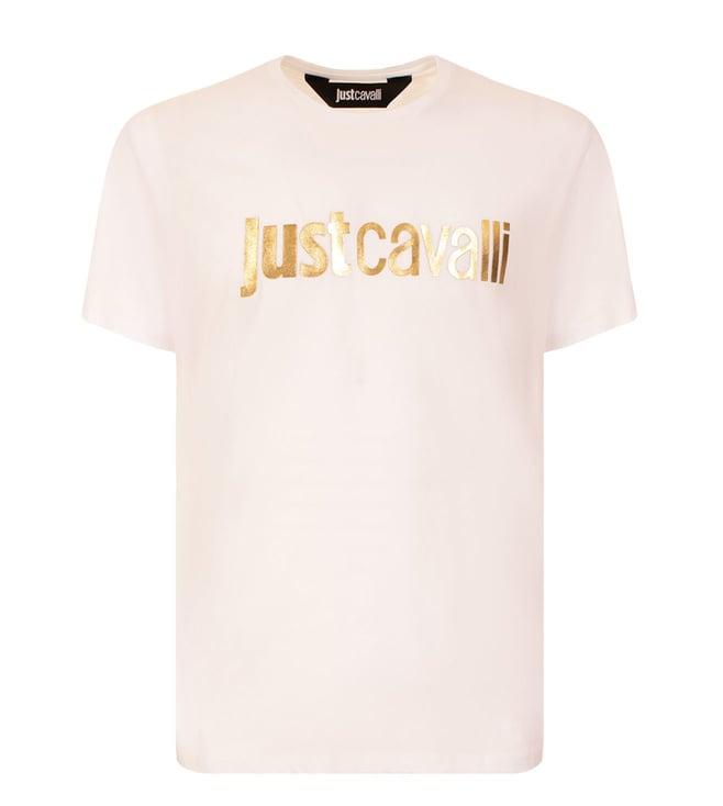 just cavalli white fashion logo slim fit t-shirt