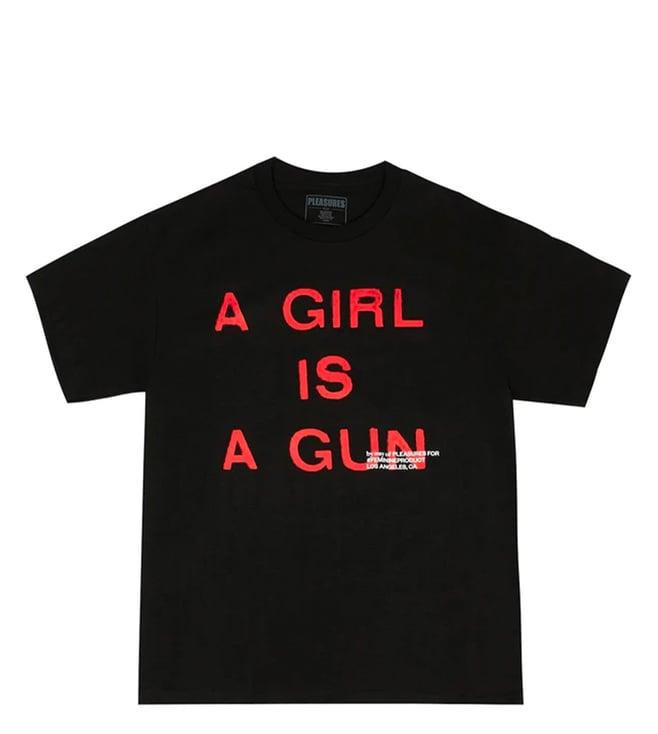 pleasures x capsul black girl is a gun printed regular fit t-shirt