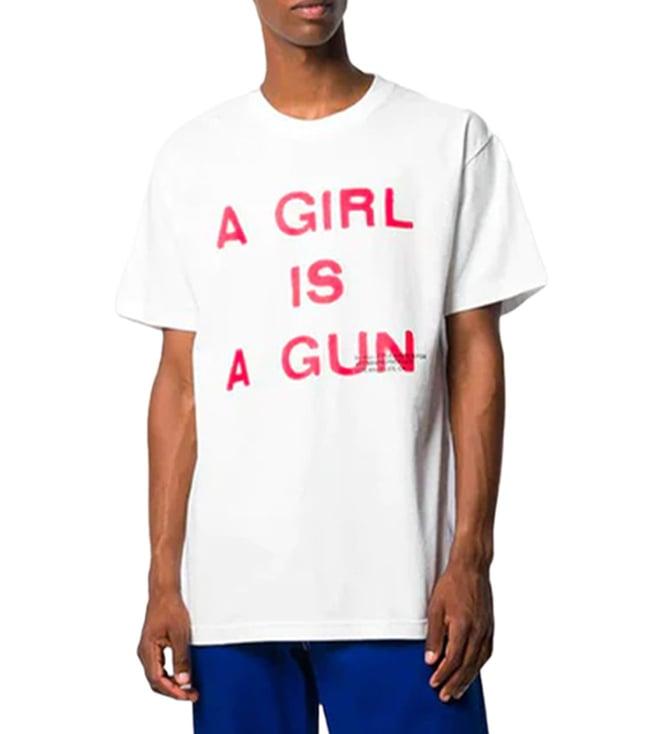 pleasures x capsul white girl is a gun printed regular fit t-shirt