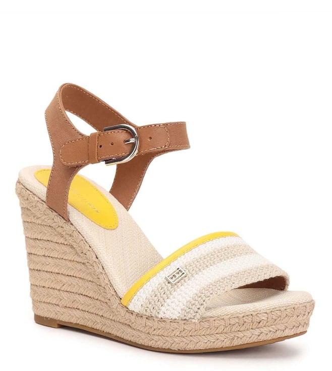 tommy hilfiger women's light sandalwood ankle strap wedges