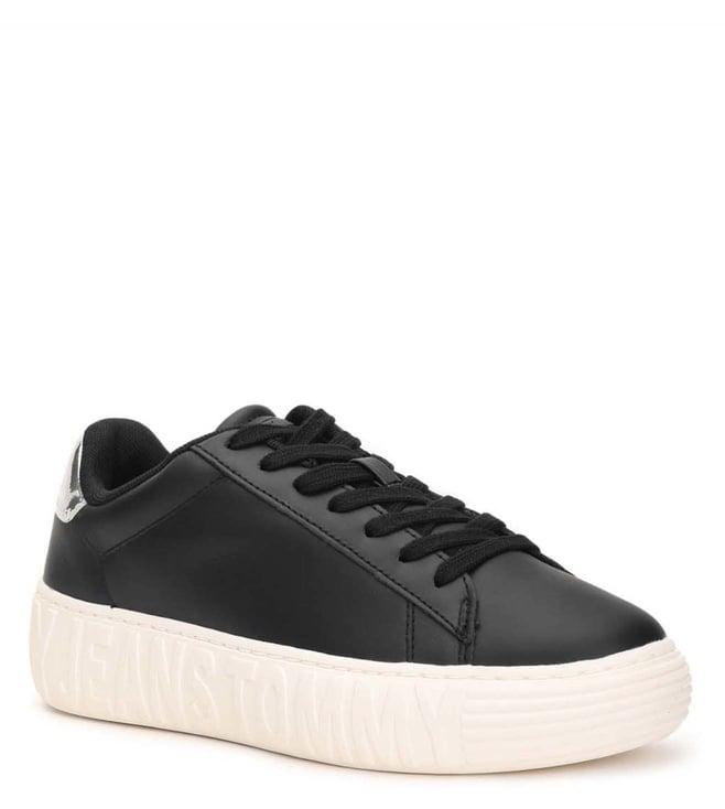 tommy hilfiger women's black & silver sneakers