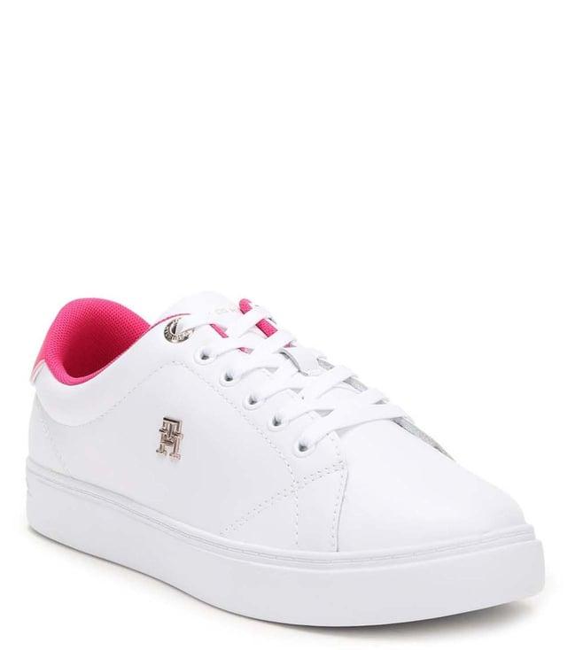 tommy hilfiger women's white & bright cerise pink sneakers