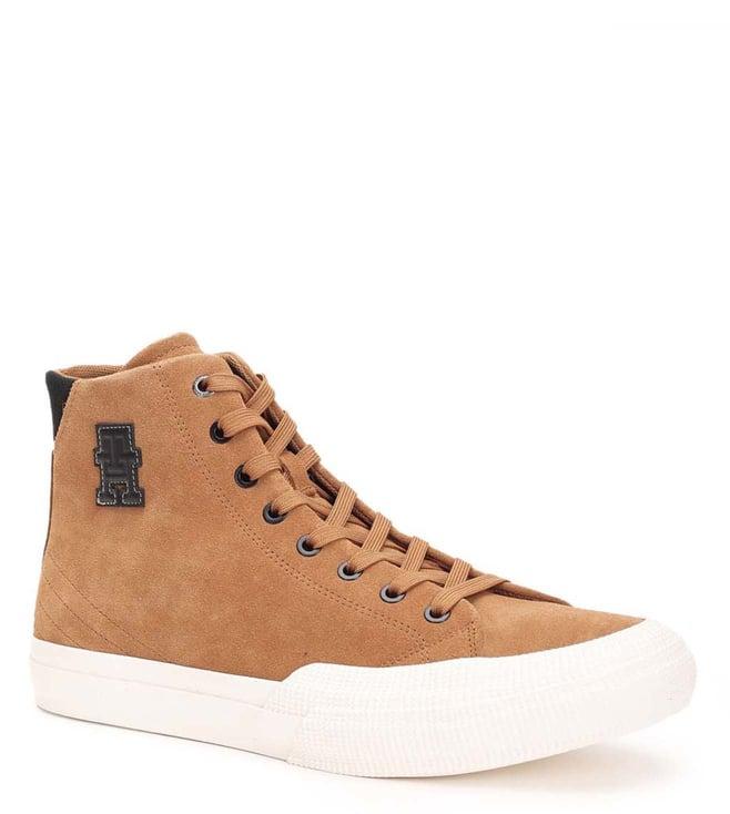 tommy hilfiger men's cafe brown sneakers