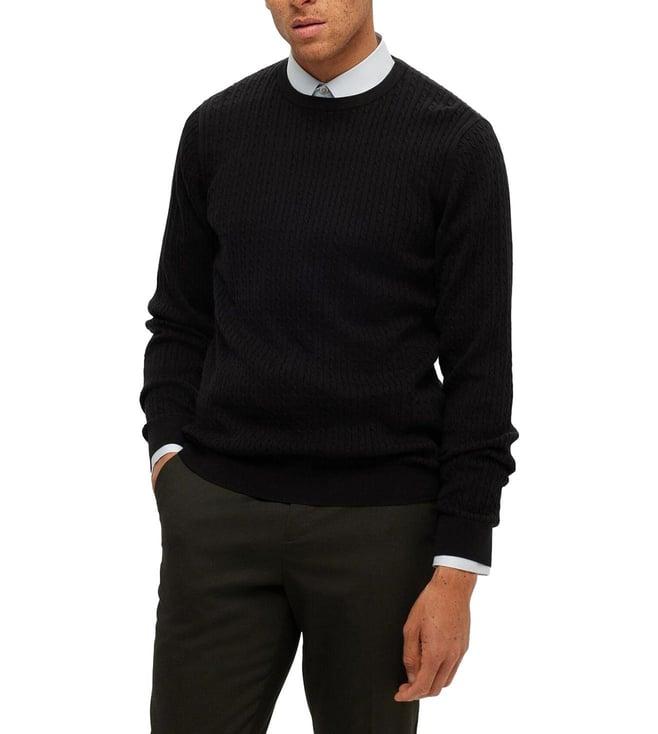 selected homme black self regular fit sweater