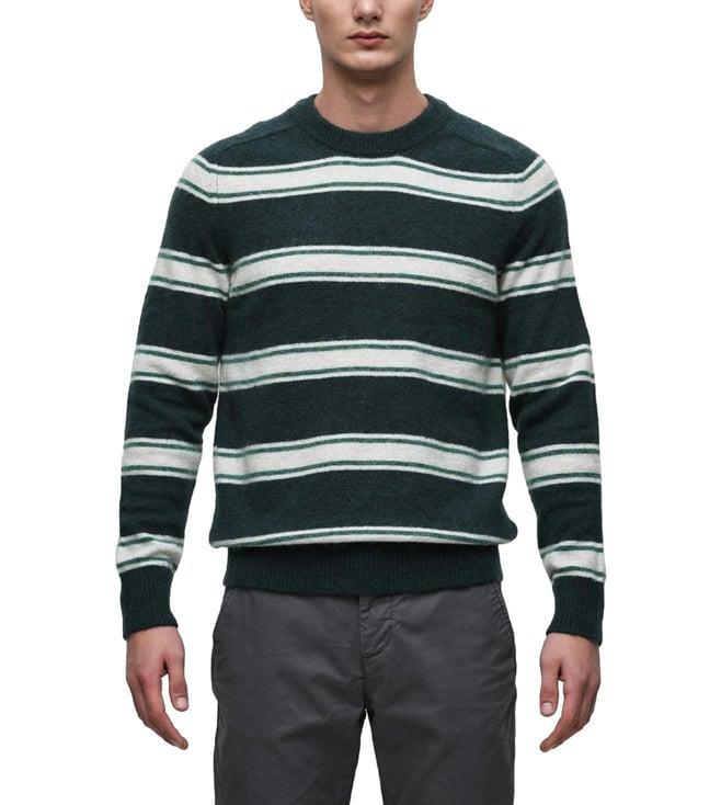 selected homme foliage green stripes regular fit sweater