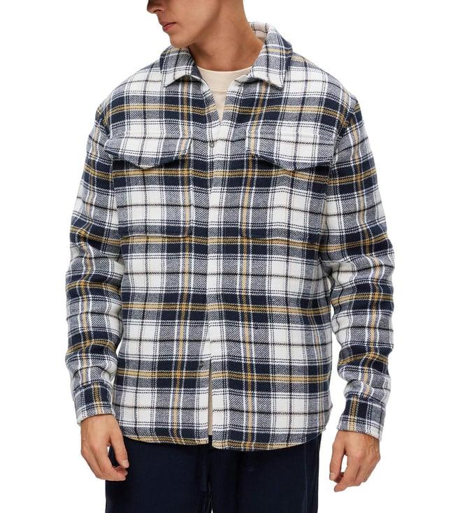 selected homme sky captain & white plaid regular fit casual jacket