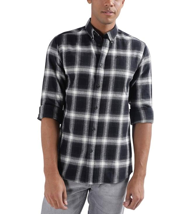 lindbergh black checked relaxed fit shirt