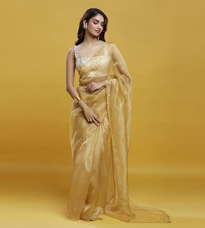 phatakaa gold organza saree set