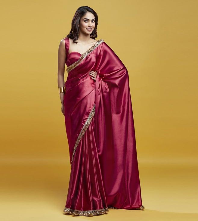 phatakaa red cocktail saree set