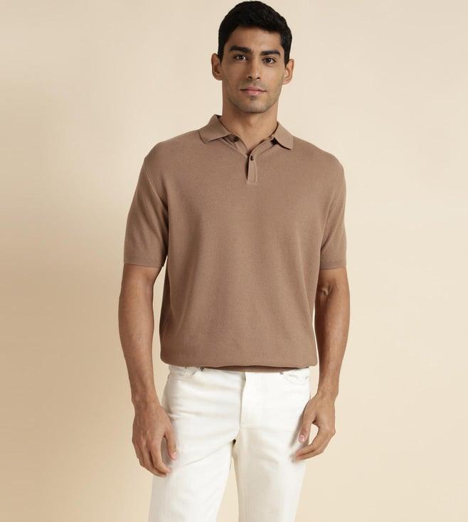 andamen men's brown polo collar