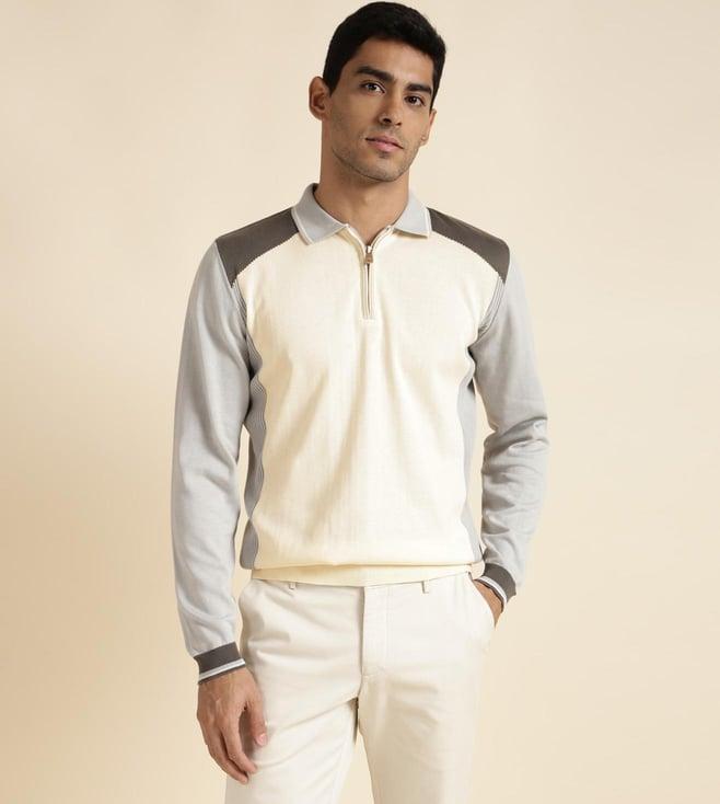 andamen men's off-white twill regular fit polo