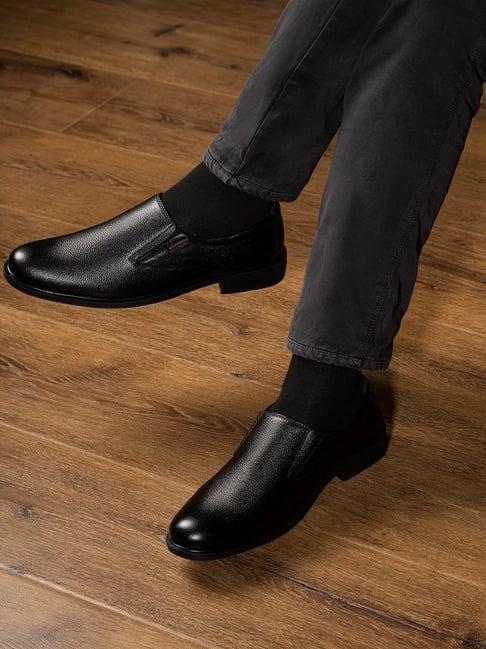 red chief men's black formal slip-ons