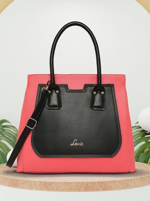 lavie cassie coral & black solid large handbag