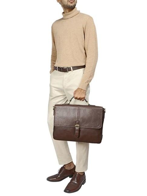 hidesign merlin 01 brown leather medium laptop messenger bag