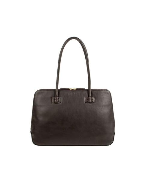 hidesign jaxon dark brown solid leather shoulder bag