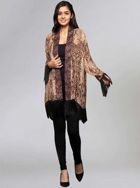 first resort by ramola bachchan brown animal print kimono