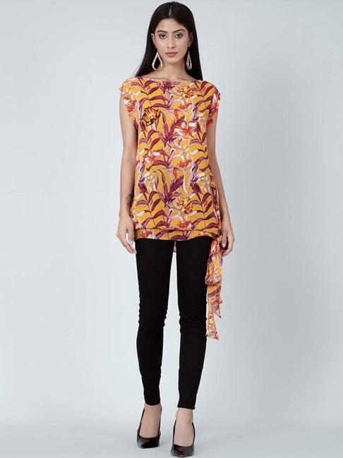 first resort by ramola bachchan yellow tropical print top