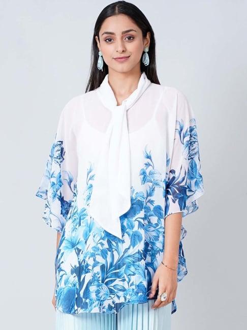 first resort by ramola bachchan blue floral top