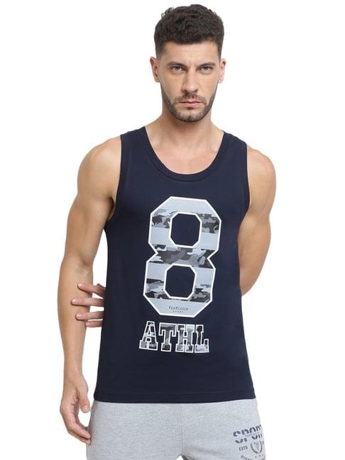 van heusen sport regular fit super soft all day comfort graphic print vest - navy