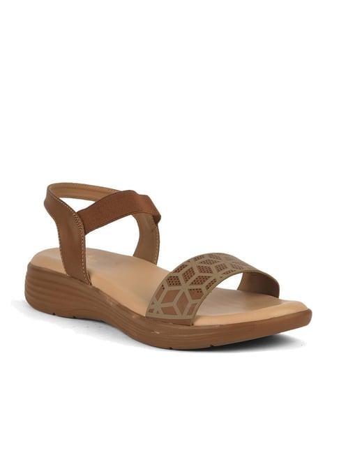 senorita by liberty women's tan ankle strap wedges