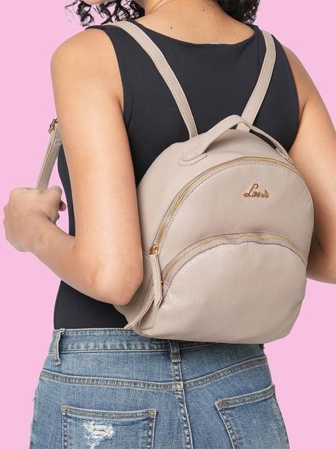 lavie beige synthetic medium backpack