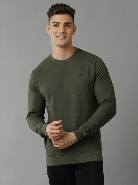 cavallo by linen club green regular fit sweatshirt