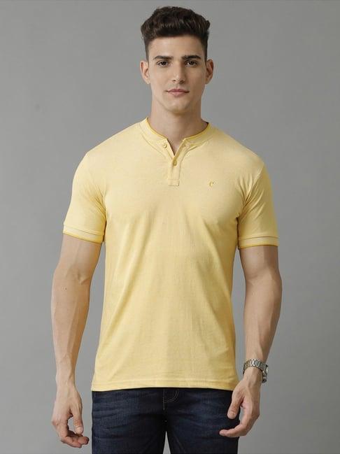 cavallo by linen club yellow contemporary fit t-shirt