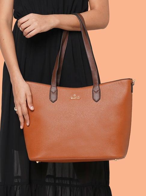 lavie tan solid large tote handbag