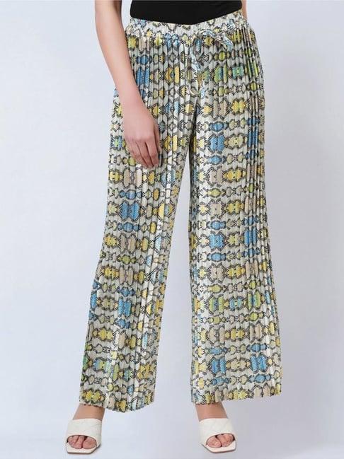 first resort by ramola bachchan yellow geometric pleated palazzo