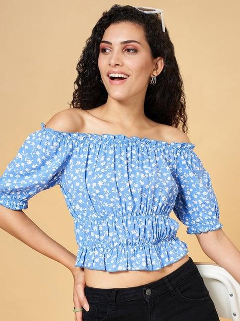 yu by pantaloons blue floral print top