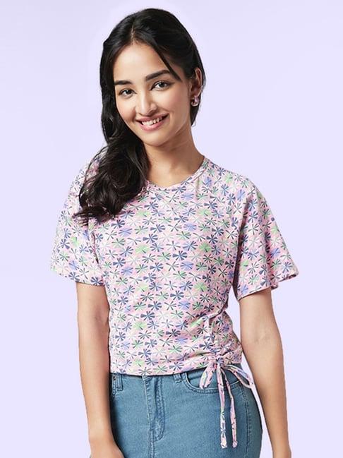 yu by pantaloons lilac printed top