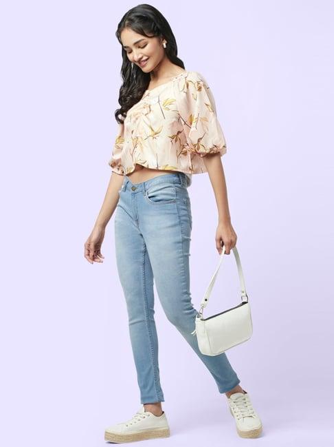 yu by pantaloons cream printed top