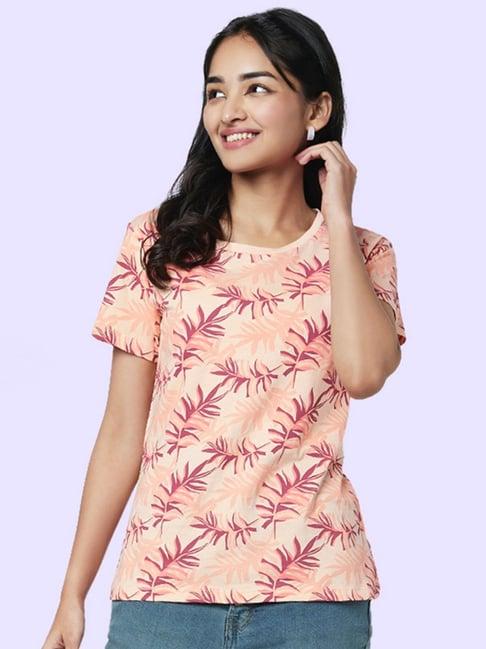 yu by pantaloons peach cotton printed t-shirt