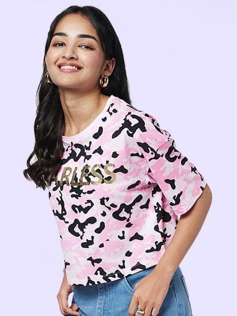 yu by pantaloons pink cotton printed top