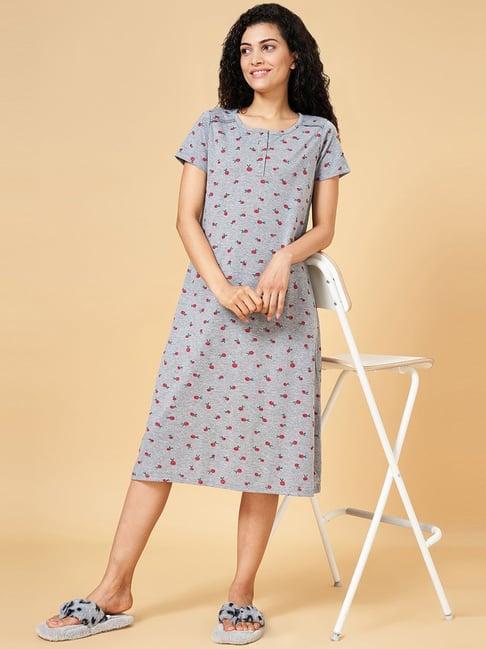 yu by pantaloons grey cotton printed nighty