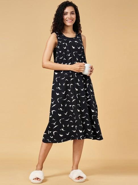 yu by pantaloons black cotton printed nighty