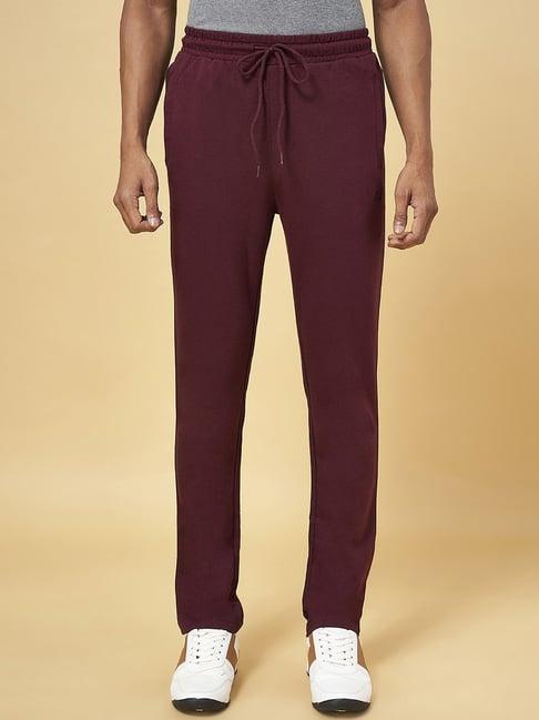 ajile by pantaloons wine cotton slim fit trackpants