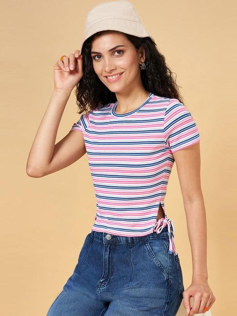 yu by pantaloons pink cotton printed top