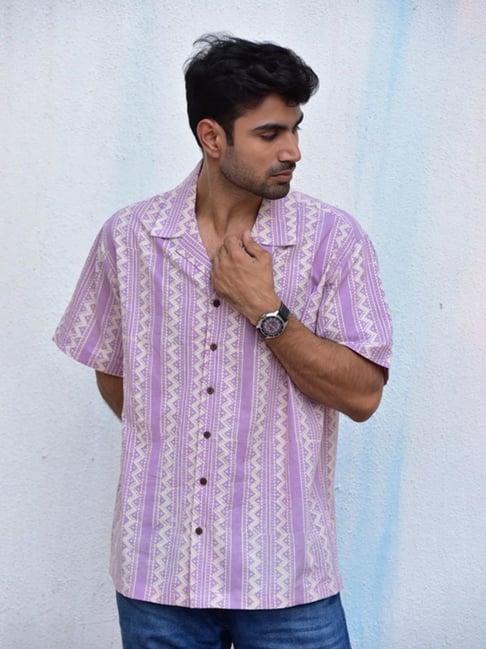 chidiyaa lavender jilibi tribal twist handblockprinted pure cotton shirt