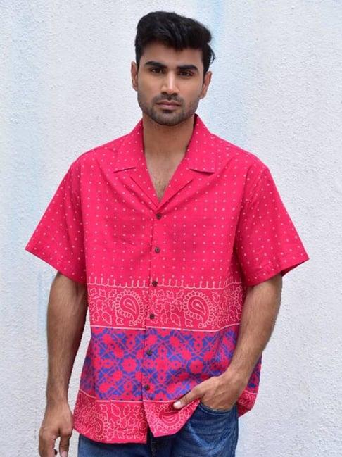 chidiyaa pink jilibi tribal tapestries handblockprinted pure cotton shirt